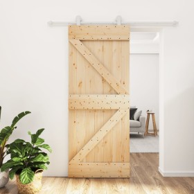 Puerta corredera con herrajes madera maciza de pino 85x210