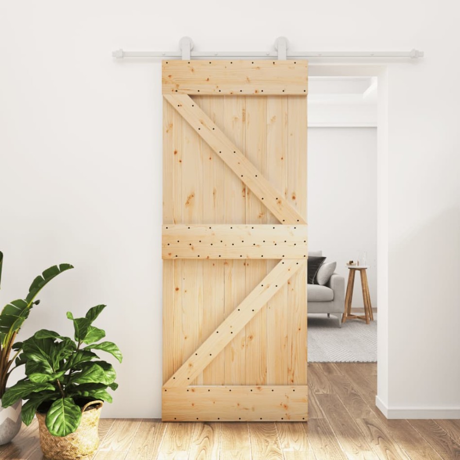 Puerta corredera con herrajes madera maciza de pino 85x210