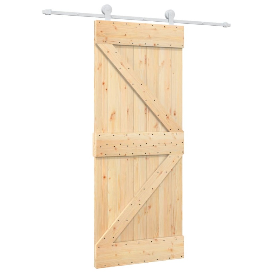 Puerta corredera con herrajes madera maciza de pino 85x210