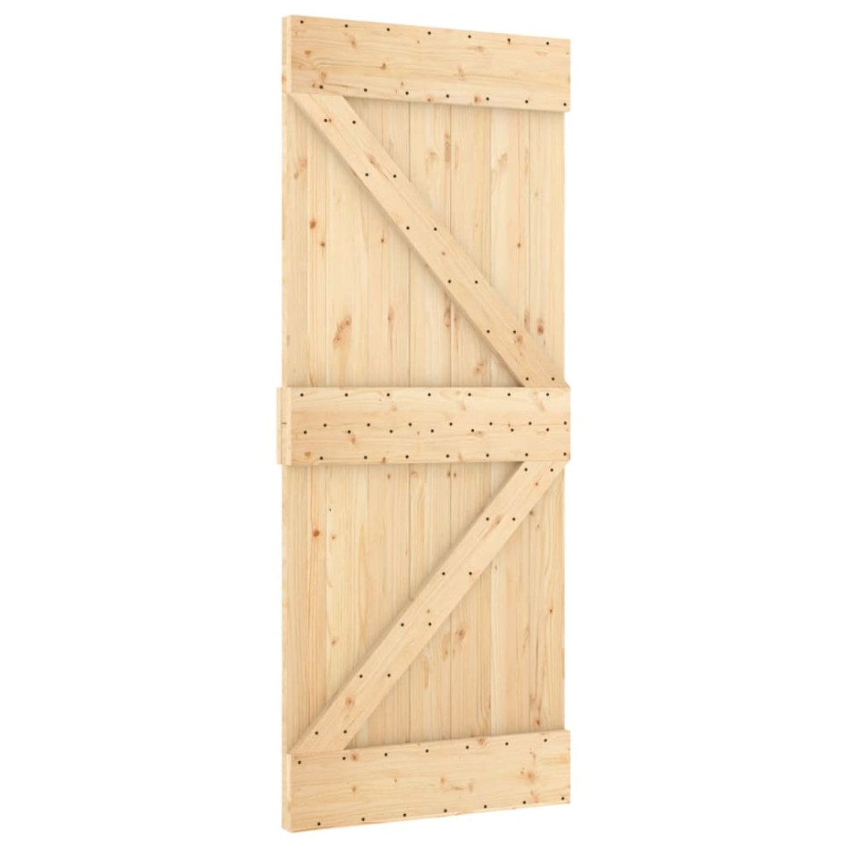 Puerta corredera con herrajes madera maciza de pino 80x210