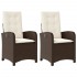 Sillones reclinables jardín con cojines marrones 2 uds ratán