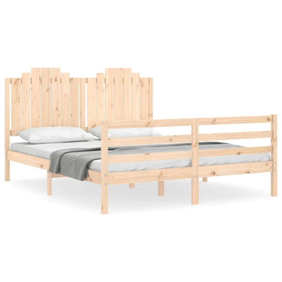 Estructura de cama con cabecero madera maciza 160x200