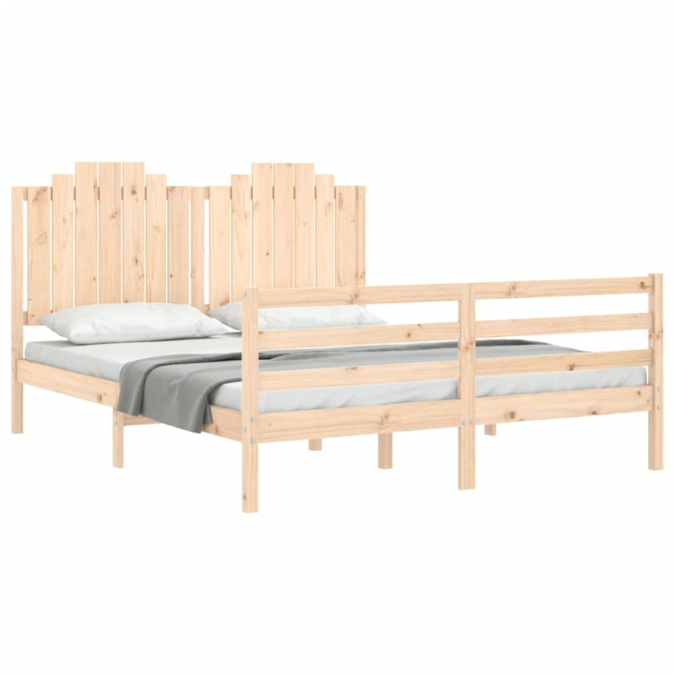 Estructura de cama con cabecero madera maciza 160x200