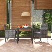 Juego muebles jardín 3 pzas con cojines ratán sintético gris