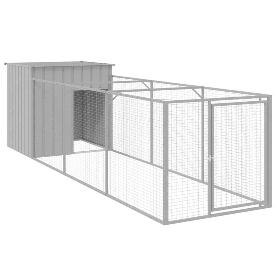 Caseta perros corral acero galvanizado gris claro
