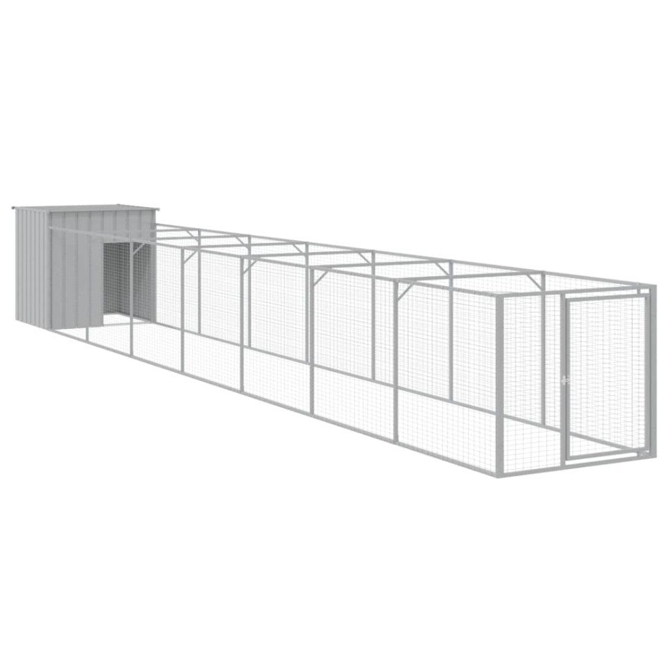 Caseta perros corral acero galvanizado gris claro