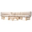Muebles de palets de jardín con cojines arena 4 piezas madera