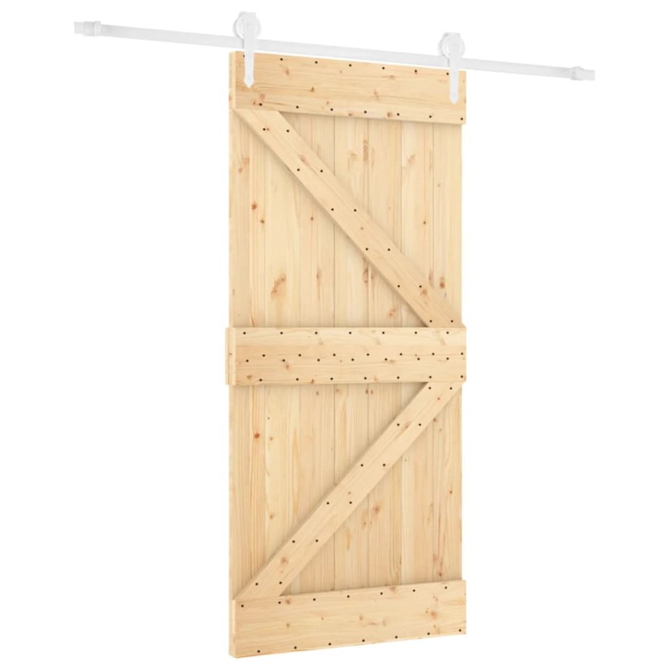Puerta corredera con herrajes madera maciza de pino 90x210