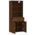 Aparador alto madera contrachapada marrón roble 69,5x34x180