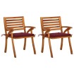 Sillas de comedor jardín con cojines 2 uds madera maciza acacia