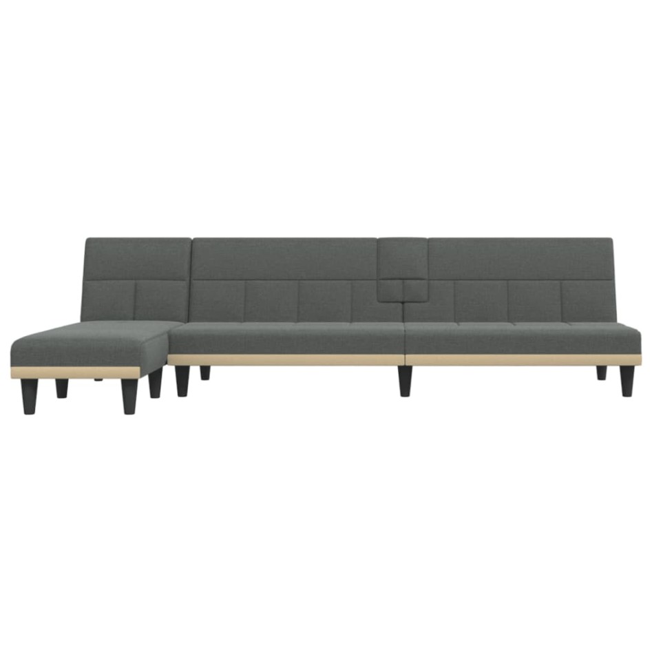 Sofá cama en forma de L tela gris oscuro 255x140x70