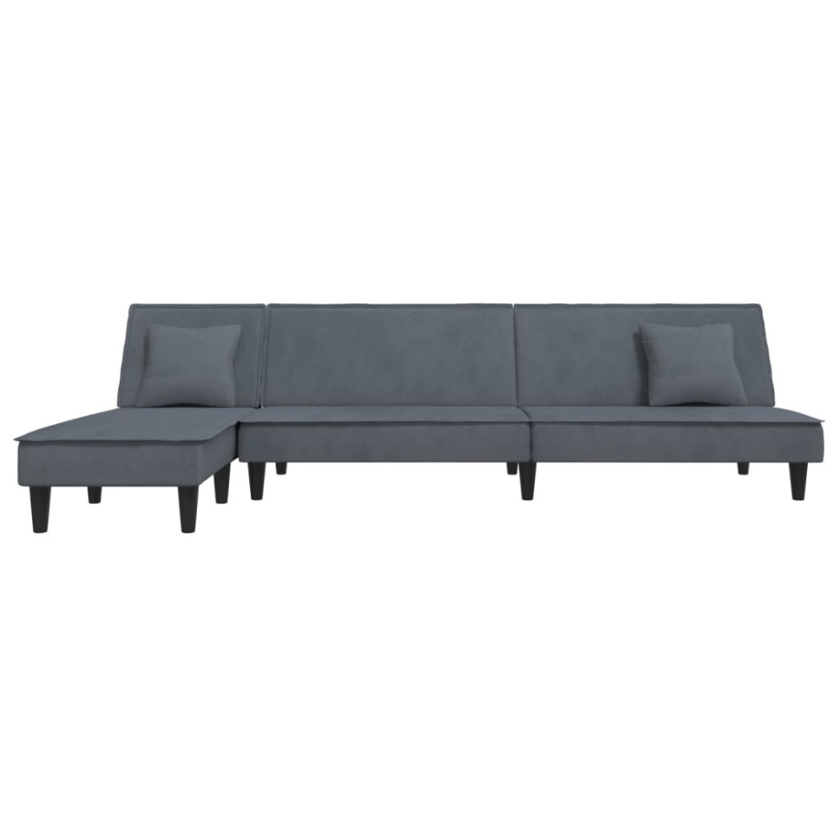 Sofá cama en forma de L terciopelo gris oscuro 255x140x70