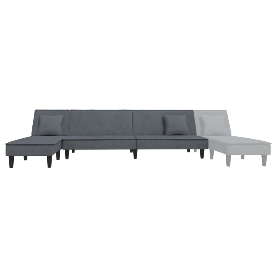 Sofá cama en forma de L terciopelo gris oscuro 255x140x70