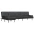 Sofá cama en forma de L cuero sintético negro 255x140x70