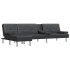 Sofá cama en forma de L cuero sintético negro 255x140x70