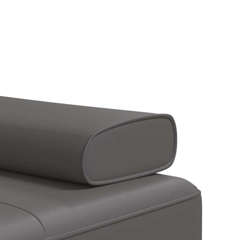 Sofá cama en forma de L cuero sintético gris 255x140x70