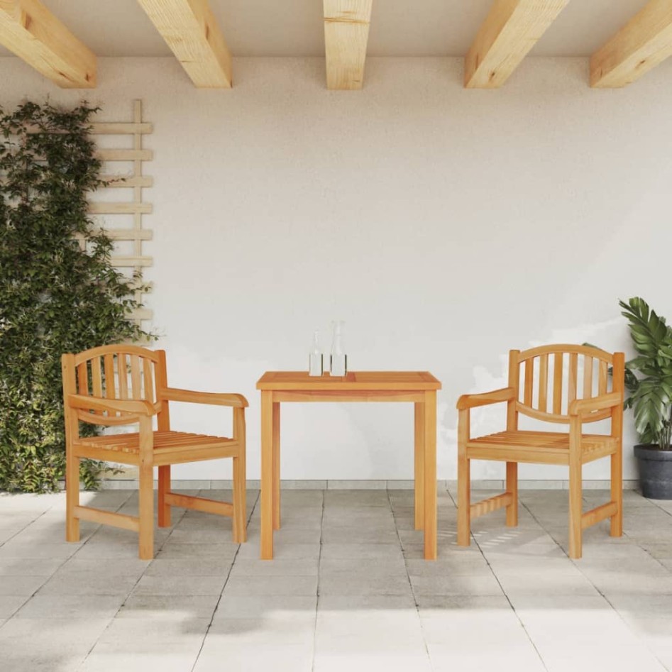 Juego de comedor para jardín 3 pzas madera maciza de