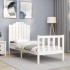 Estructura de cama individual con cabecero madera maciza