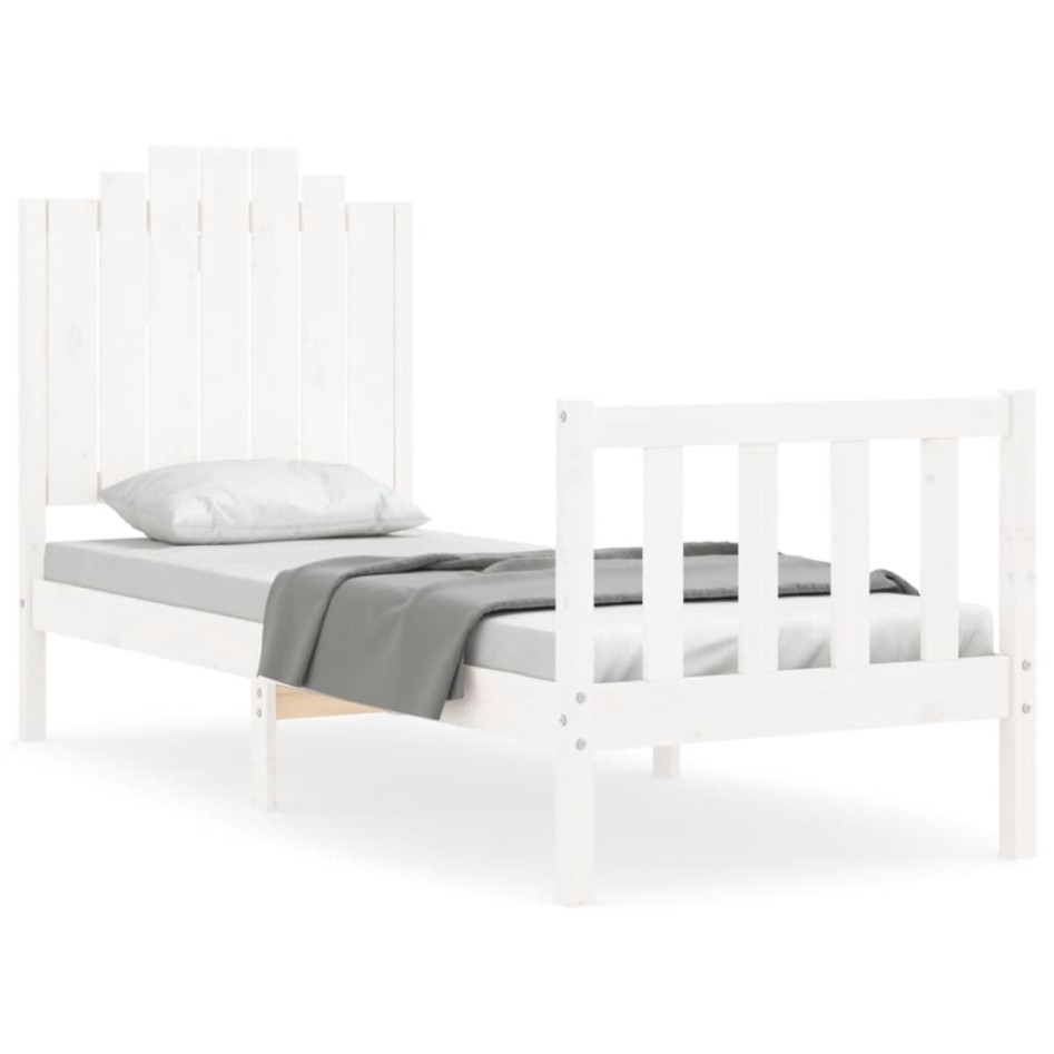 Estructura de cama individual con cabecero madera maciza