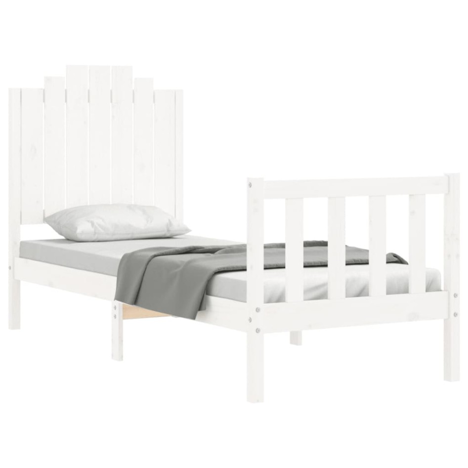 Estructura de cama individual con cabecero madera maciza