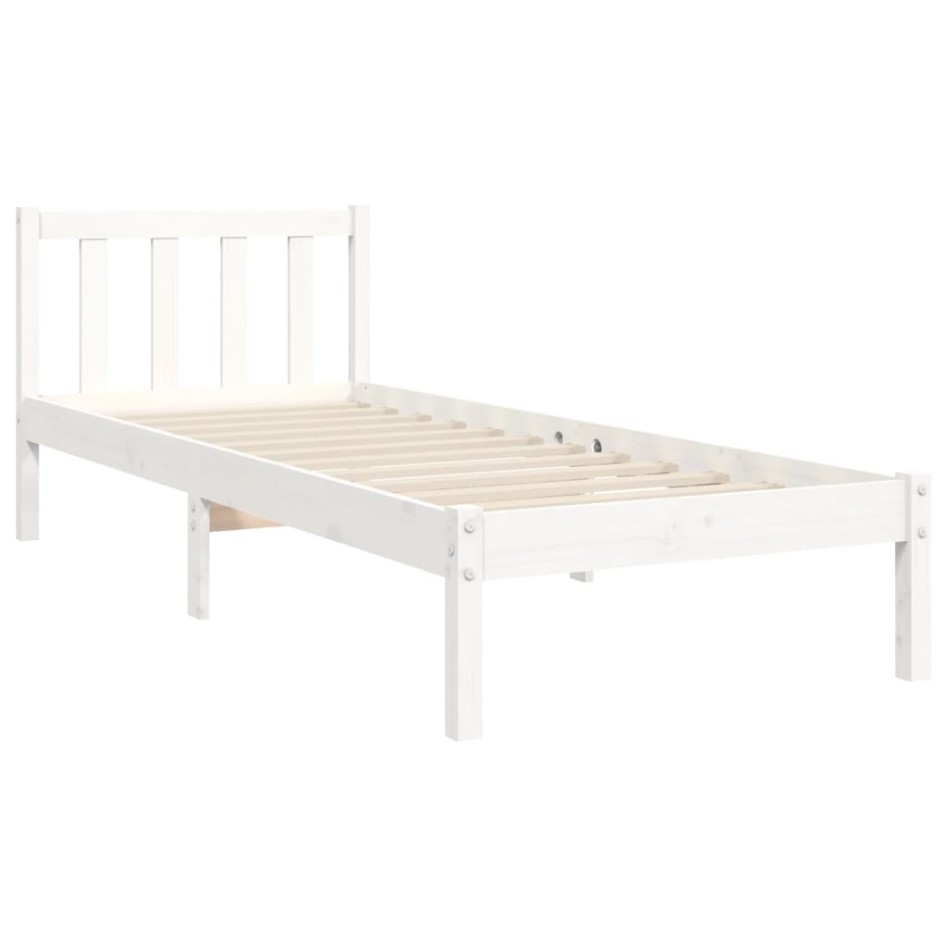 Estructura de cama individual con cabecero madera maciza