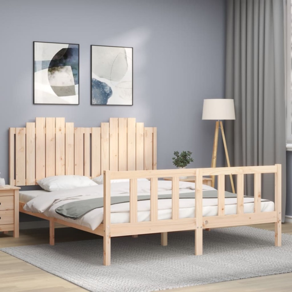 Estructura de cama sin colchón madera maciza de pino 160x200
