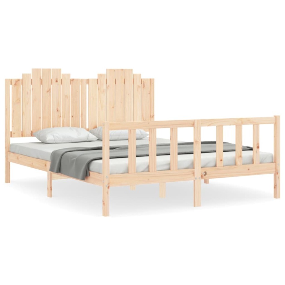 Estructura de cama sin colchón madera maciza de pino 160x200