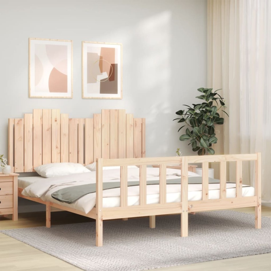 Estructura de cama sin colchón madera maciza de pino 160x200
