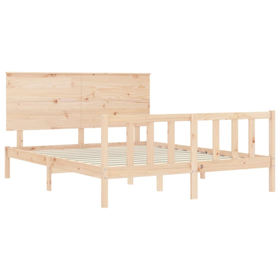 Estructura de cama de matrimonio con cabecero madera