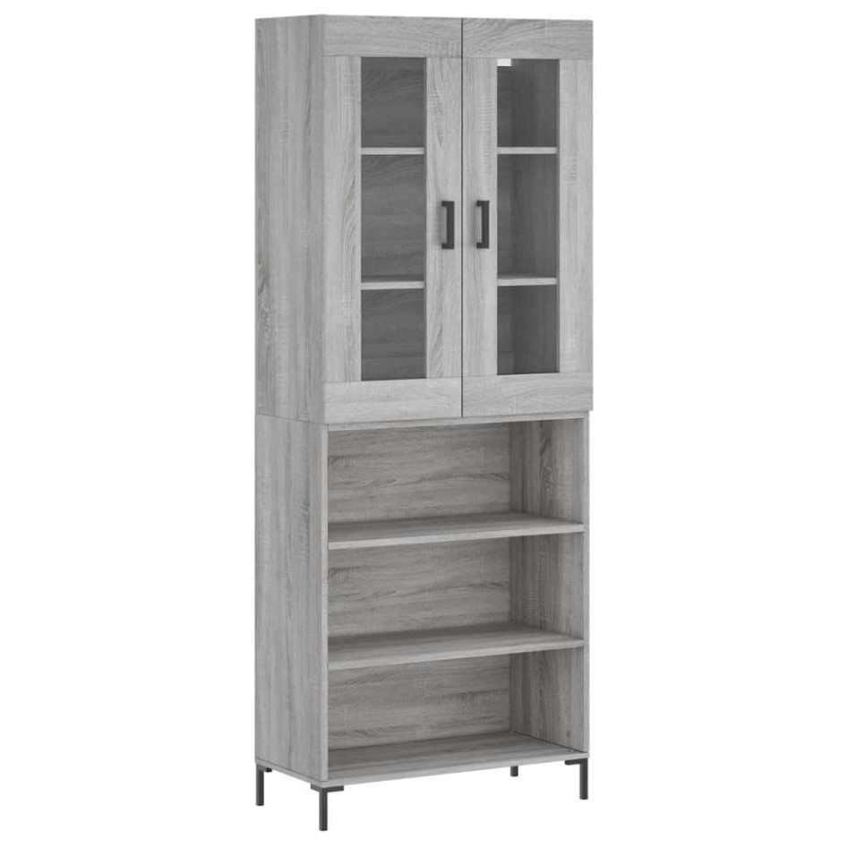 Aparador alto madera contrachapada gris sonoma 69,5x34x180