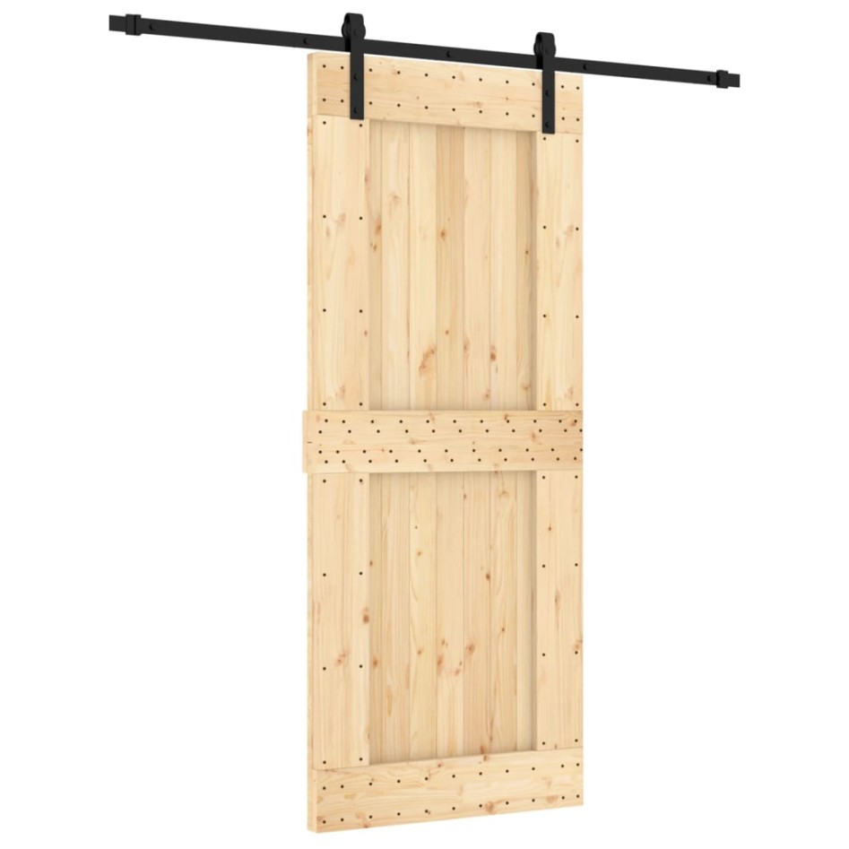 Puerta corredera con herrajes madera maciza de pino 85x210
