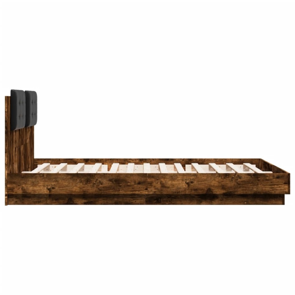 Cama con cabecero madera de ingeniería roble ahumado 150x200