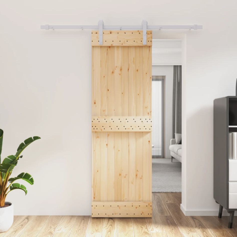 Puerta corredera con herrajes madera maciza de pino 70x210