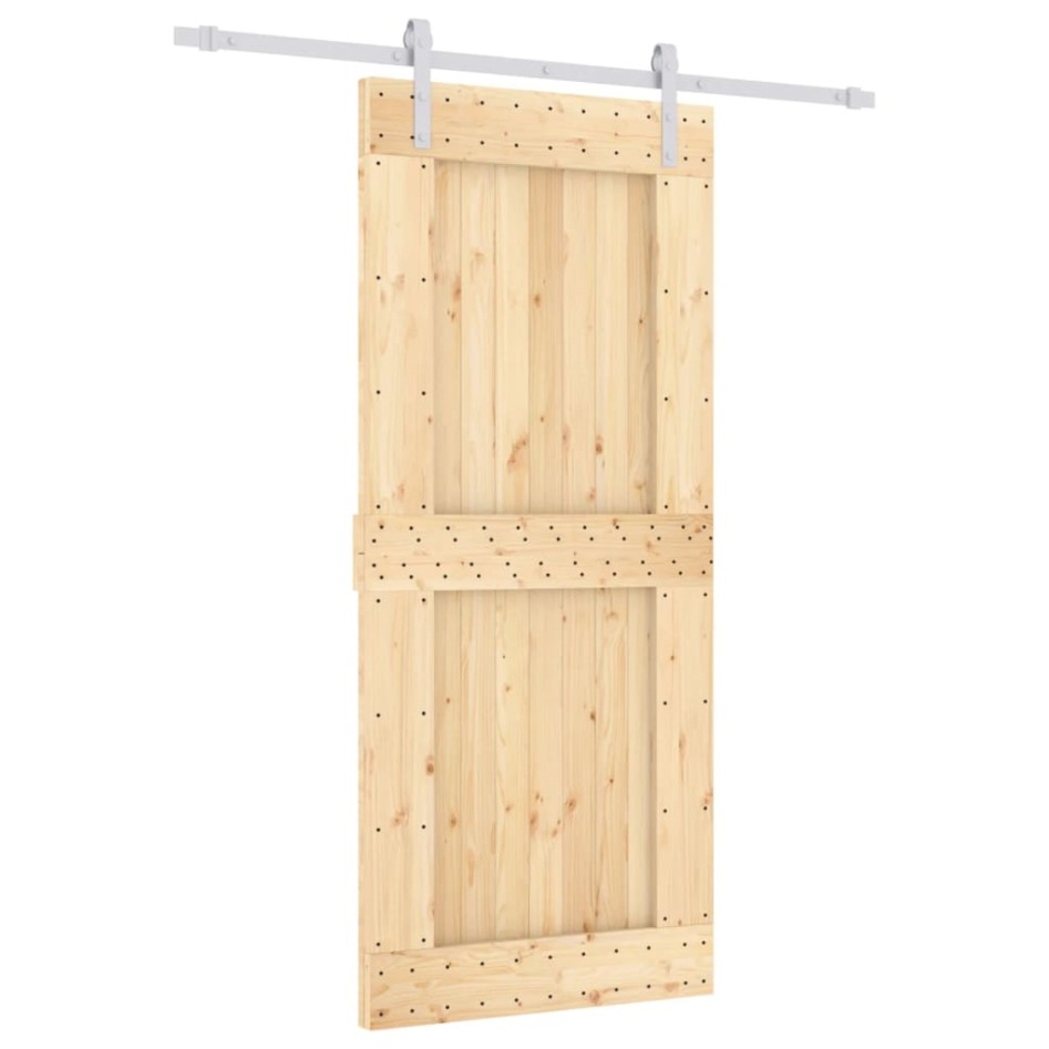 Puerta corredera con herrajes madera maciza de pino 90x210