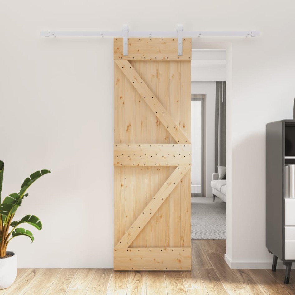 Puerta corredera con herrajes madera maciza de pino 70x210