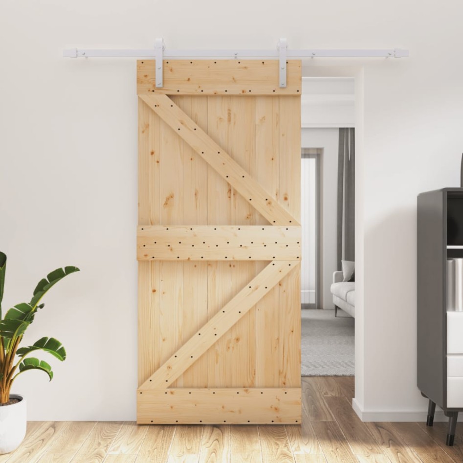 Puerta corredera con herrajes madera maciza de pino 95x210