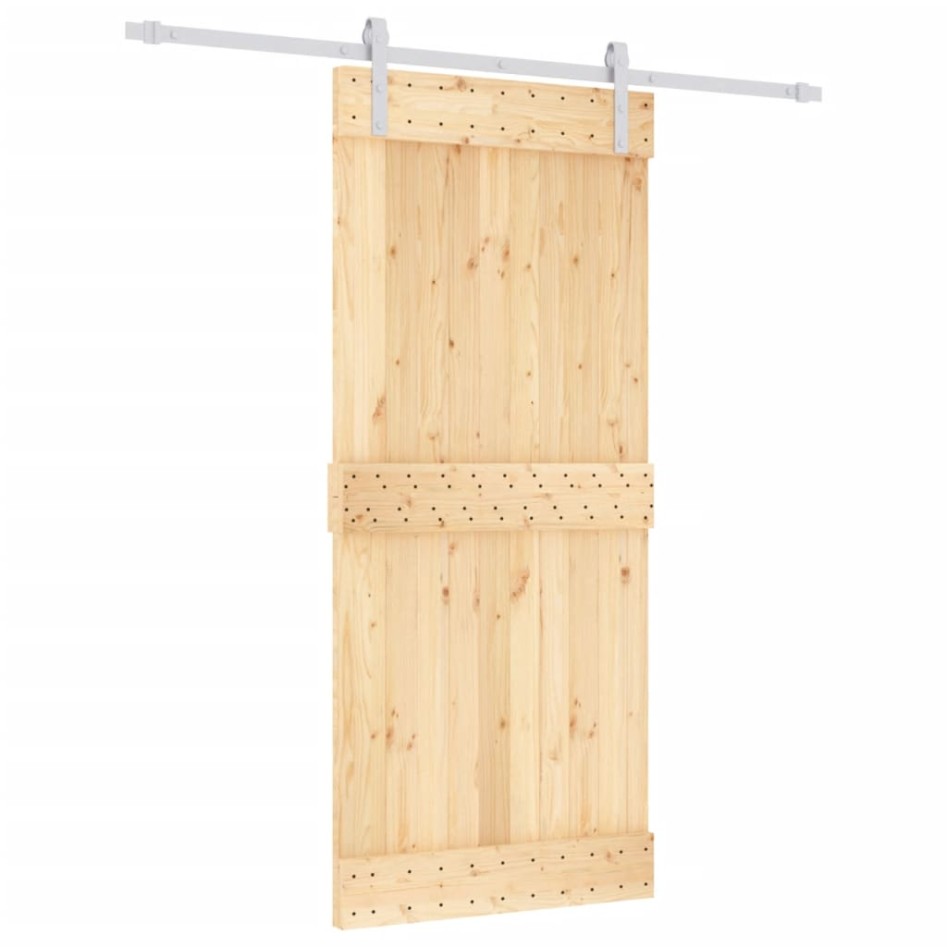 Puerta corredera con herrajes madera maciza de pino 90x210