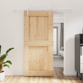 Puerta corredera con herrajes madera maciza de pino 95x210