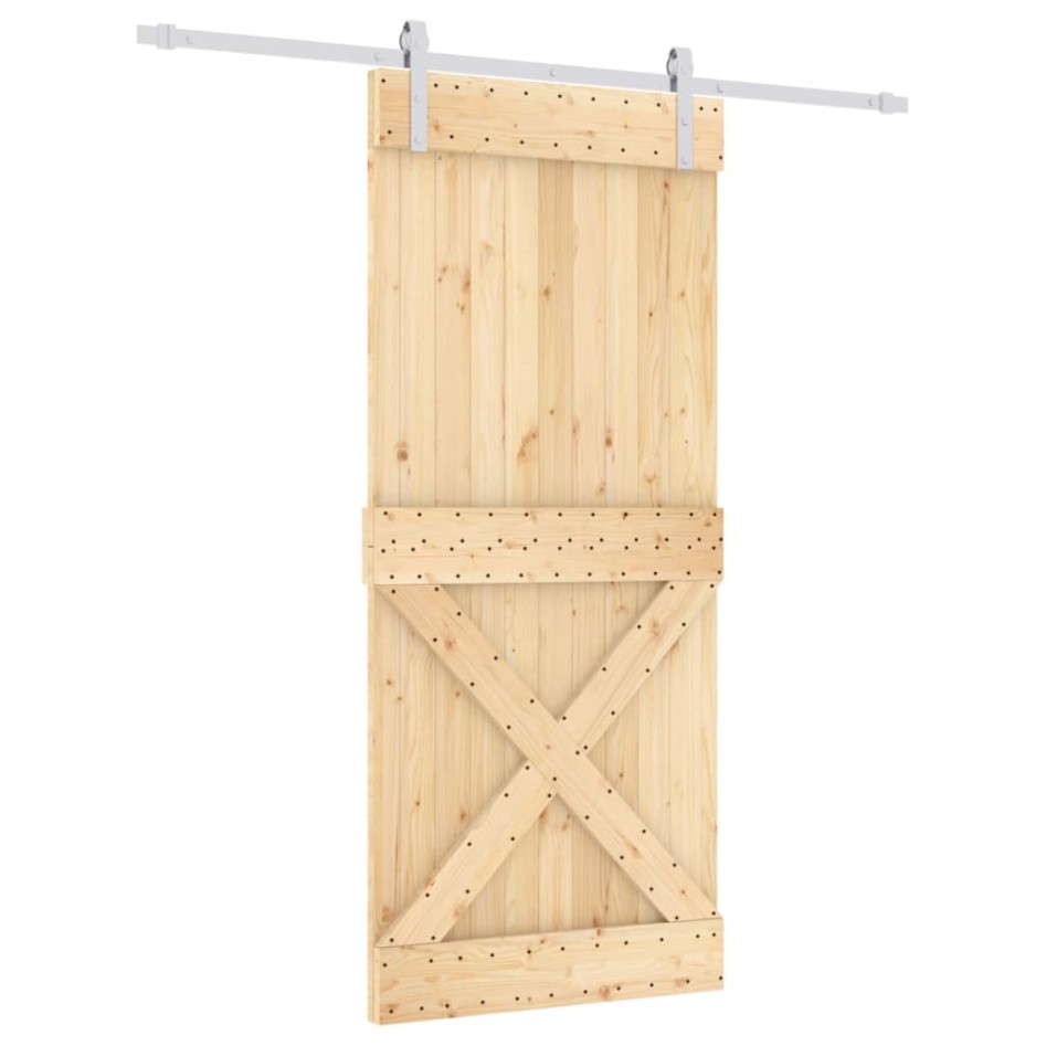 Puerta corredera con herrajes madera maciza de pino 90x210