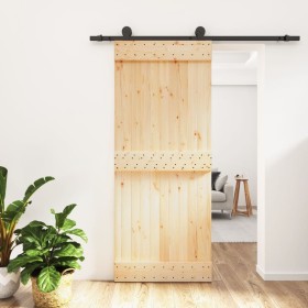 Puerta corredera con herrajes madera maciza de pino 85x210