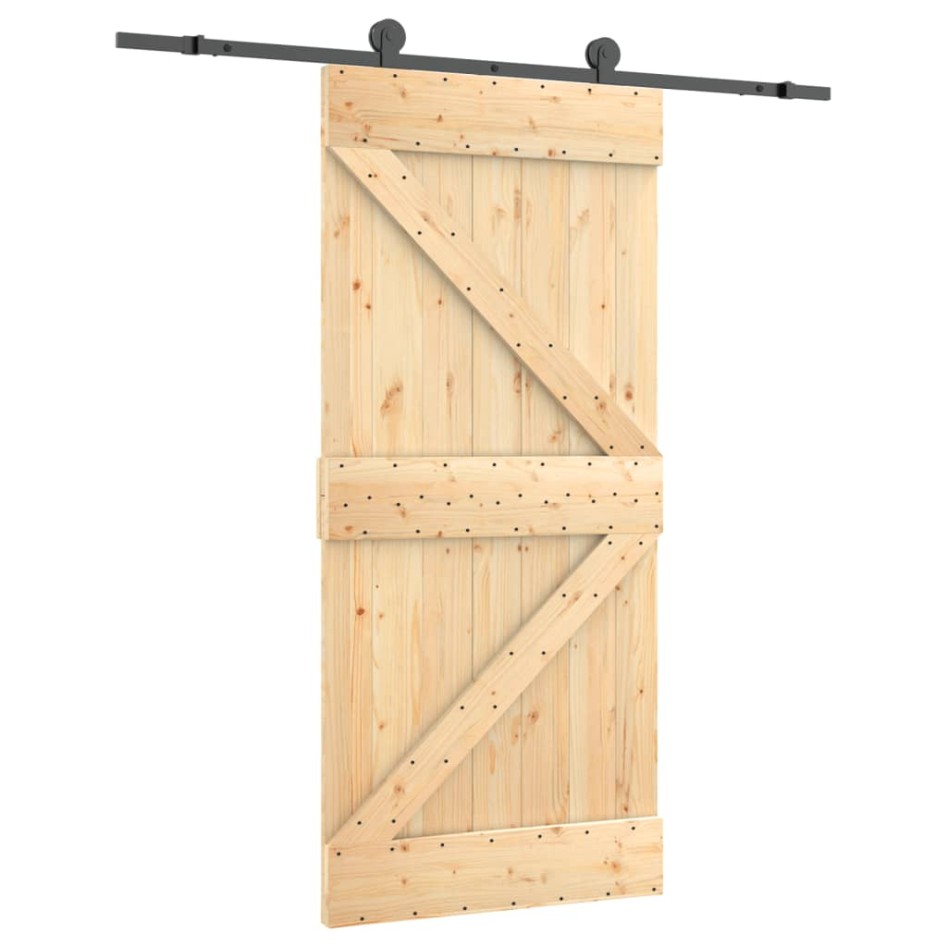 Puerta corredera con herrajes madera maciza de pino 95x210