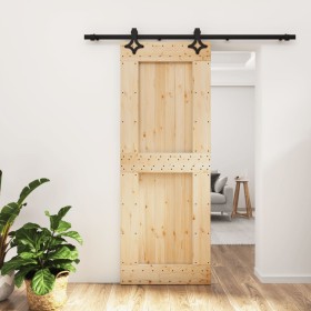 Puerta corredera con herrajes madera maciza de pino 80x210