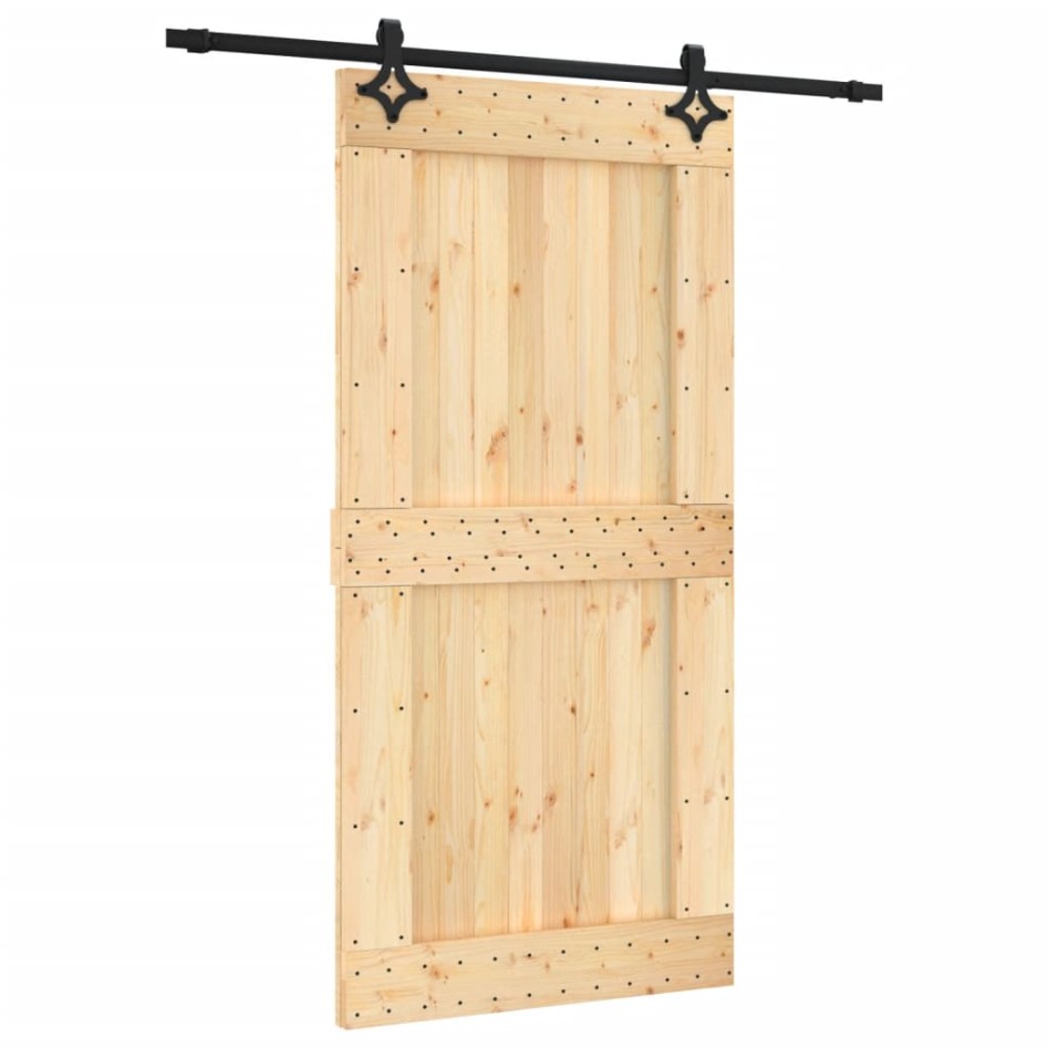Puerta corredera con herrajes madera maciza de pino 100x210