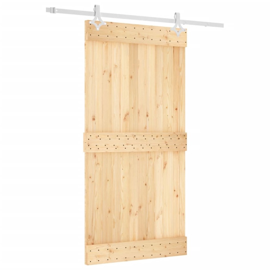 Puerta corredera con herrajes madera maciza de pino 100x210