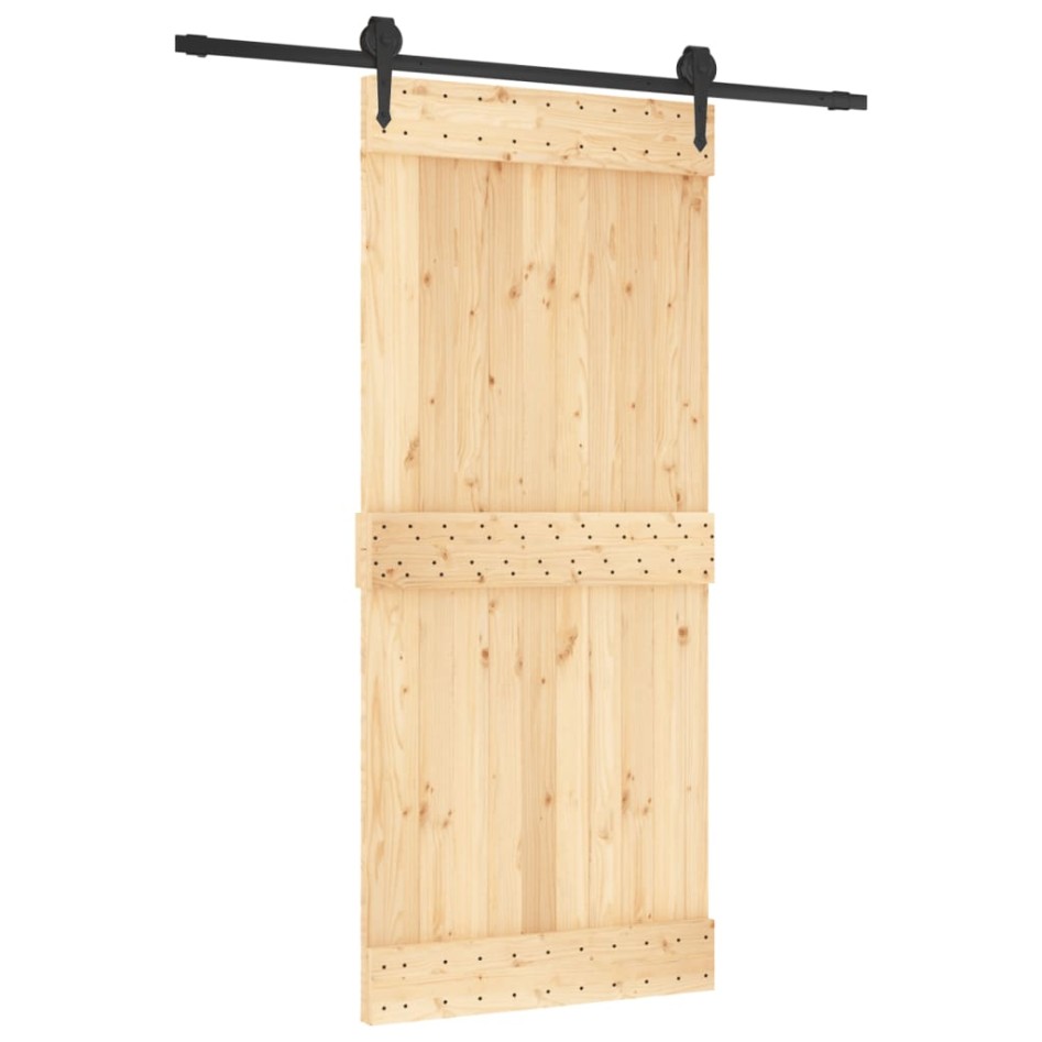 Puerta corredera con herrajes madera maciza de pino 90x210