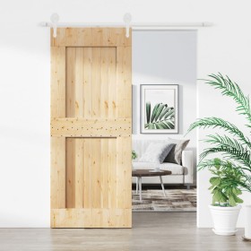 Puerta corredera con herrajes madera maciza de pino 85x210