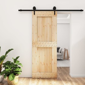 Puerta corredera con herrajes madera maciza de pino 80x210