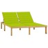 Tumbona doble y cojines verde brillante madera pino