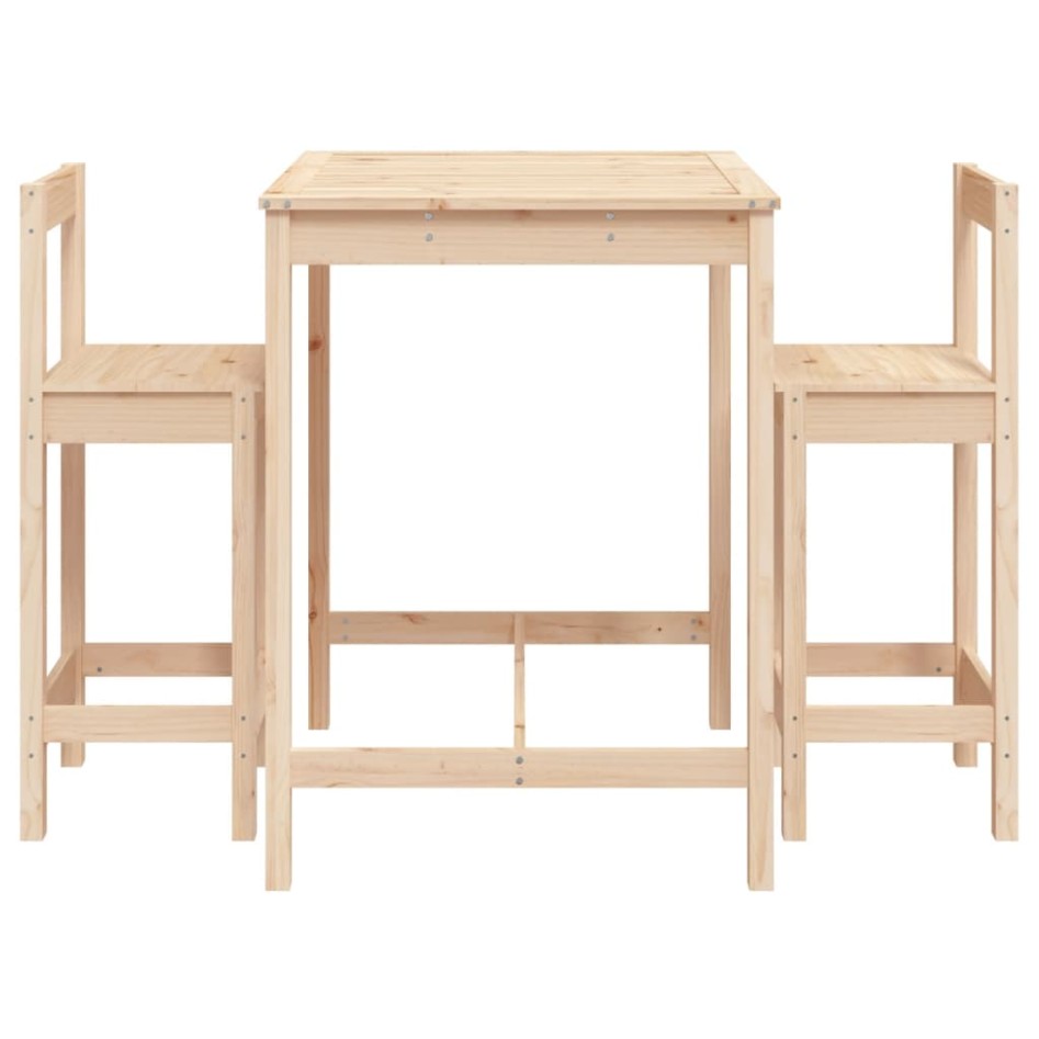 Set de mesa y taburetes altos 3 piezas madera maciza de