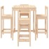 Set de mesa y taburetes altos jardín 5 pzas madera maciza